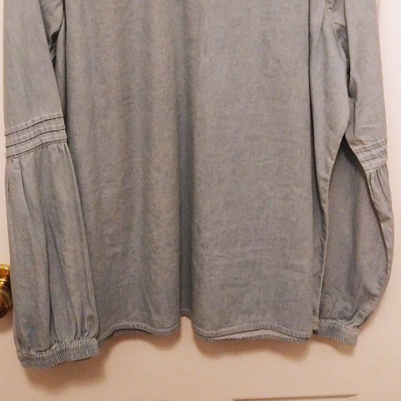 Amanda Green Light Blue Peasant Top XXL - Picture 4 of 5
